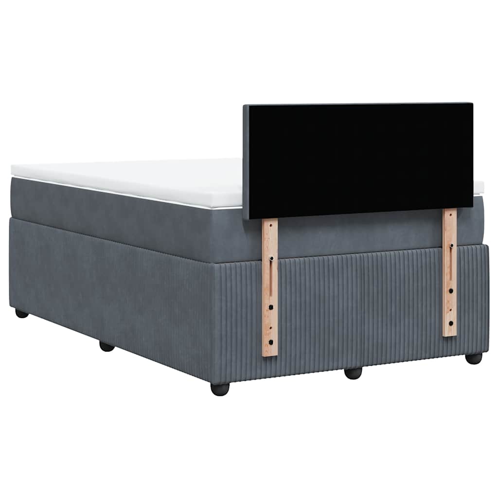 Sommier à lattes de lit et matelas gris foncé 120x190cm velours - XIOS