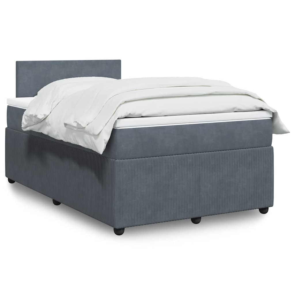 Sommier à lattes de lit et matelas gris foncé 120x190cm velours - XIOS