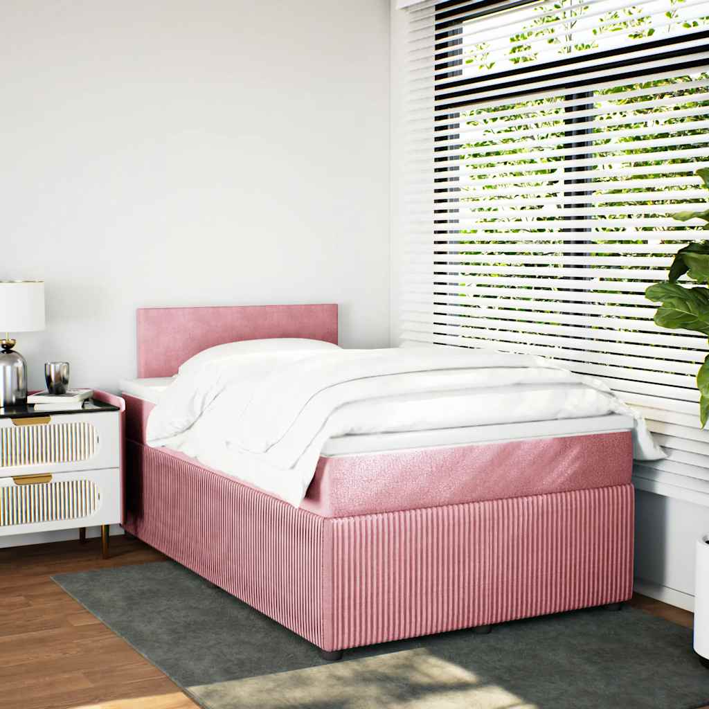 Sommier à lattes de lit avec matelas rose 120x190 cm velours - XIOS