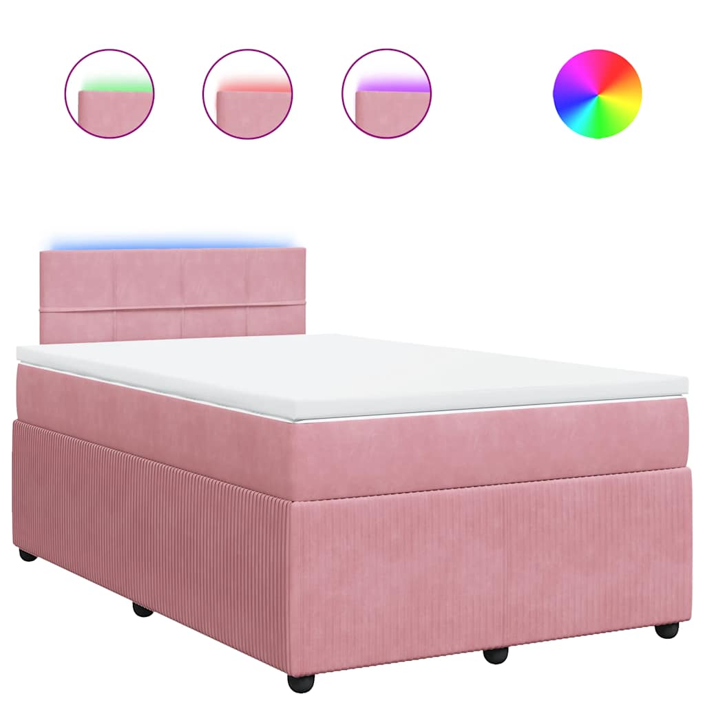 Sommier à lattes de lit avec matelas rose 120x190 cm velours