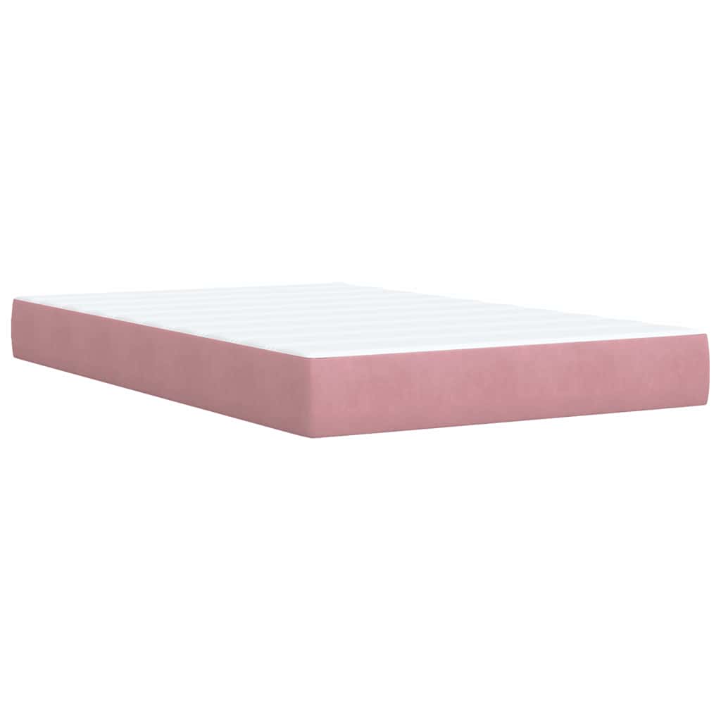 Sommier à lattes de lit avec matelas rose 120x190 cm velours