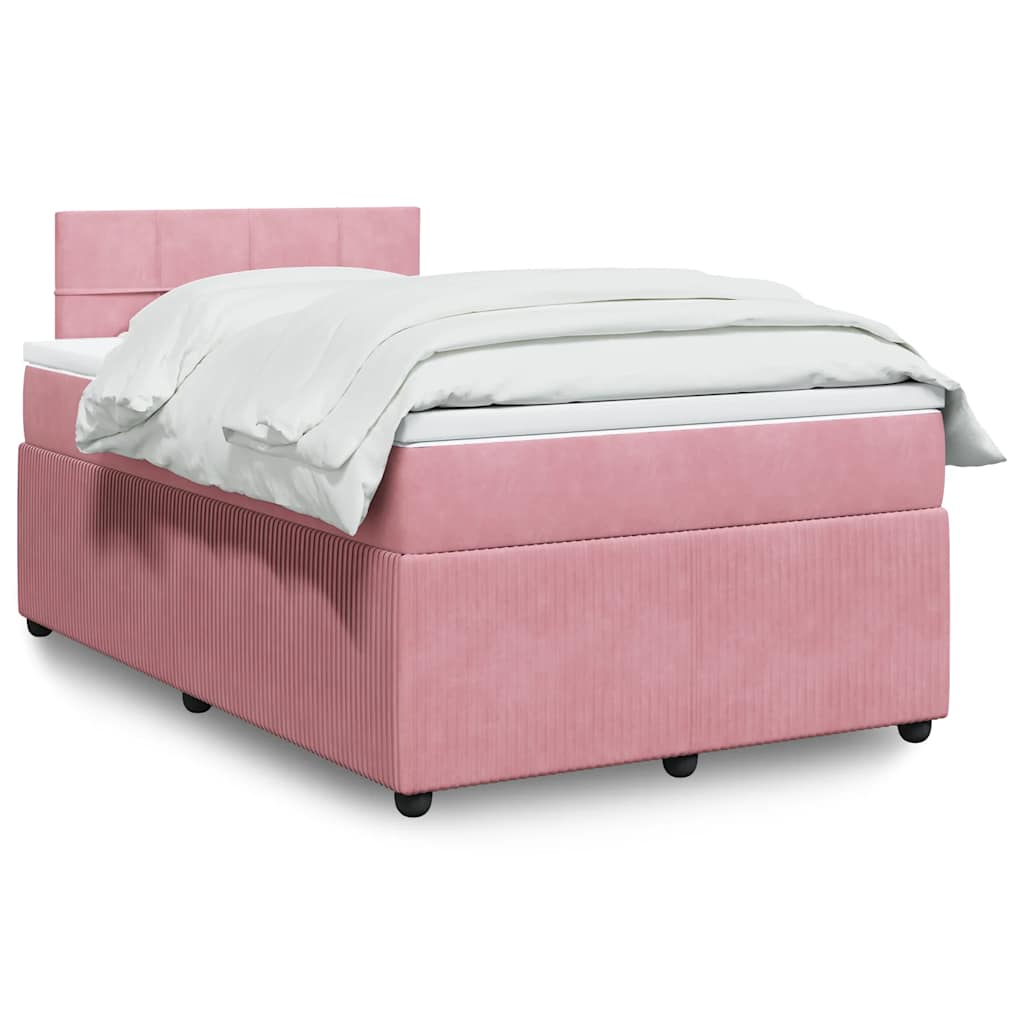 Sommier à lattes de lit avec matelas rose 120x190 cm velours