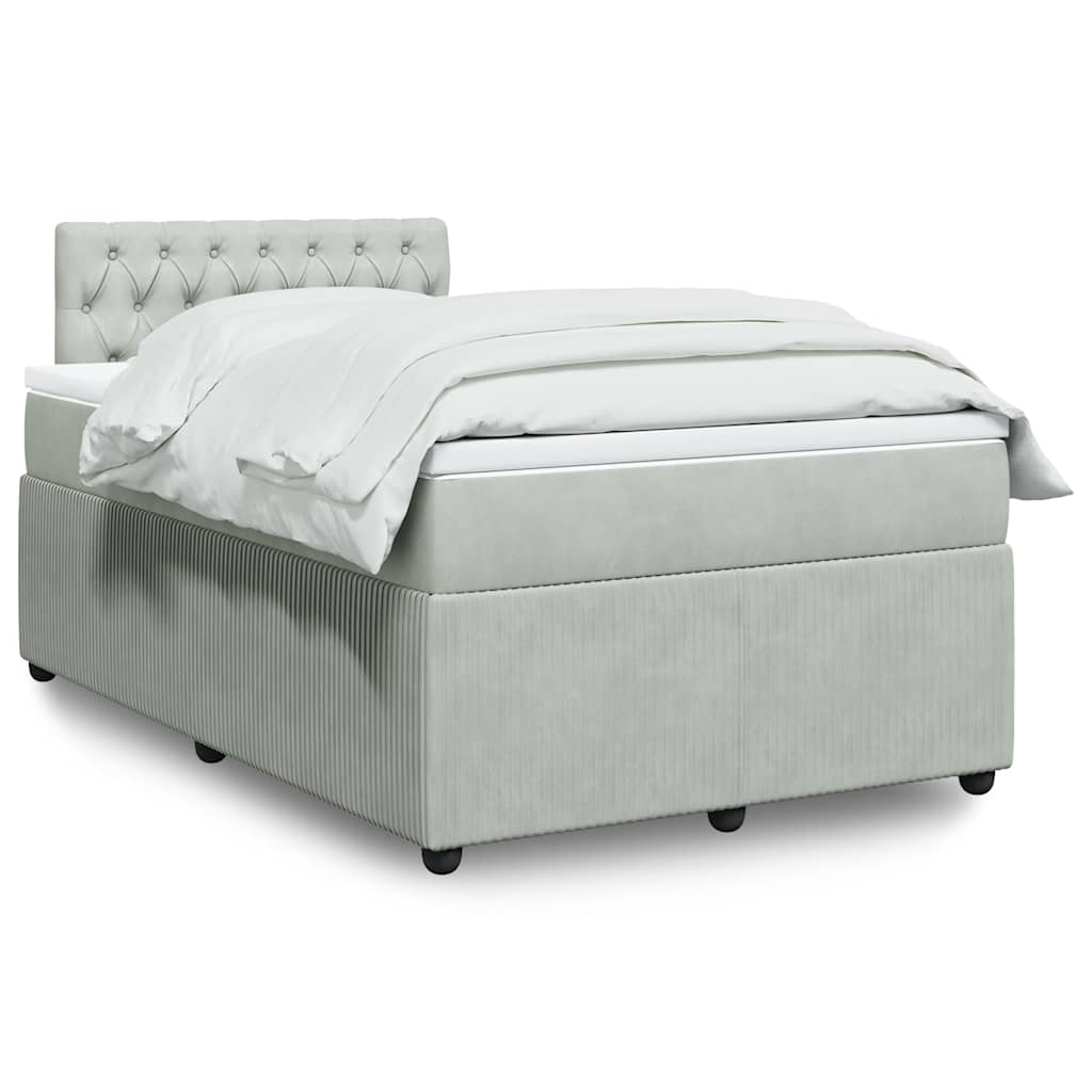Sommier à lattes de lit et matelas gris clair 120x190cm velours - XIOS