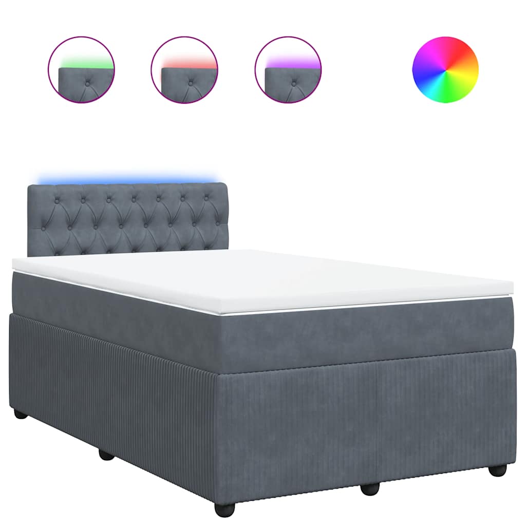 Sommier à lattes de lit et matelas gris foncé 120x190cm velours - XIOS