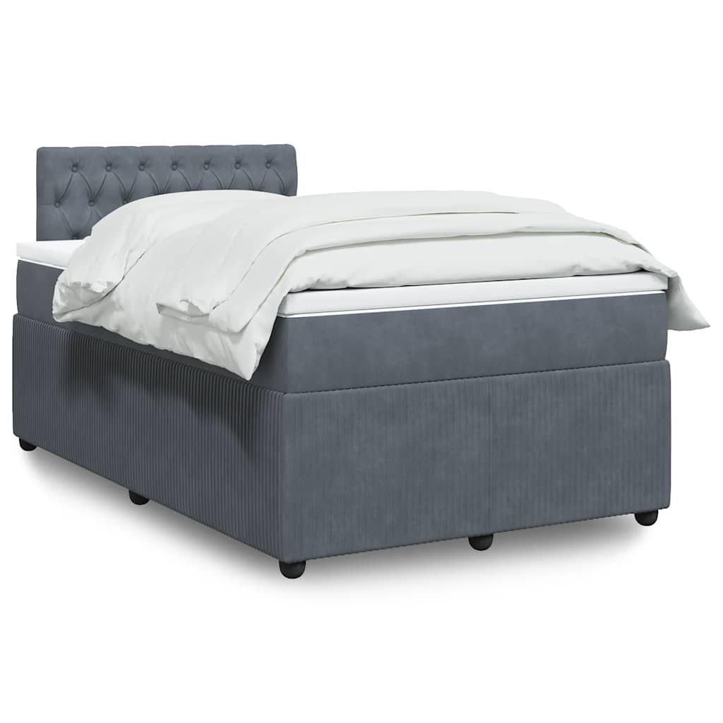 Sommier à lattes de lit et matelas gris foncé 120x190cm velours - XIOS
