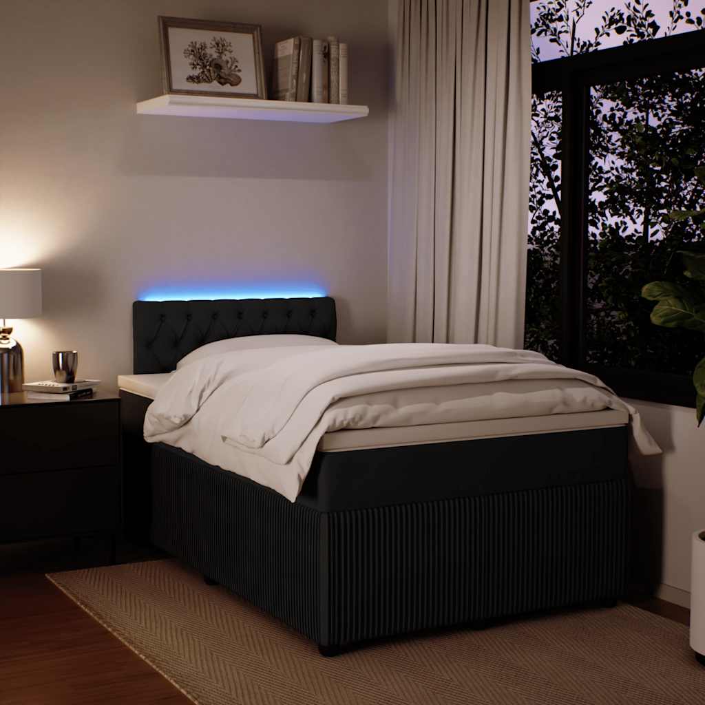 Sommier à lattes de lit avec matelas noir 120x190 cm velours - XIOS