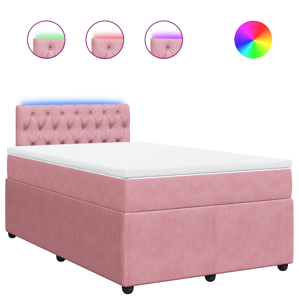 Sommier à lattes de lit avec matelas rose 120x190 cm velours