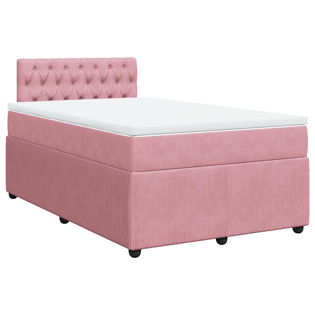 Sommier à lattes de lit avec matelas rose 120x190 cm velours