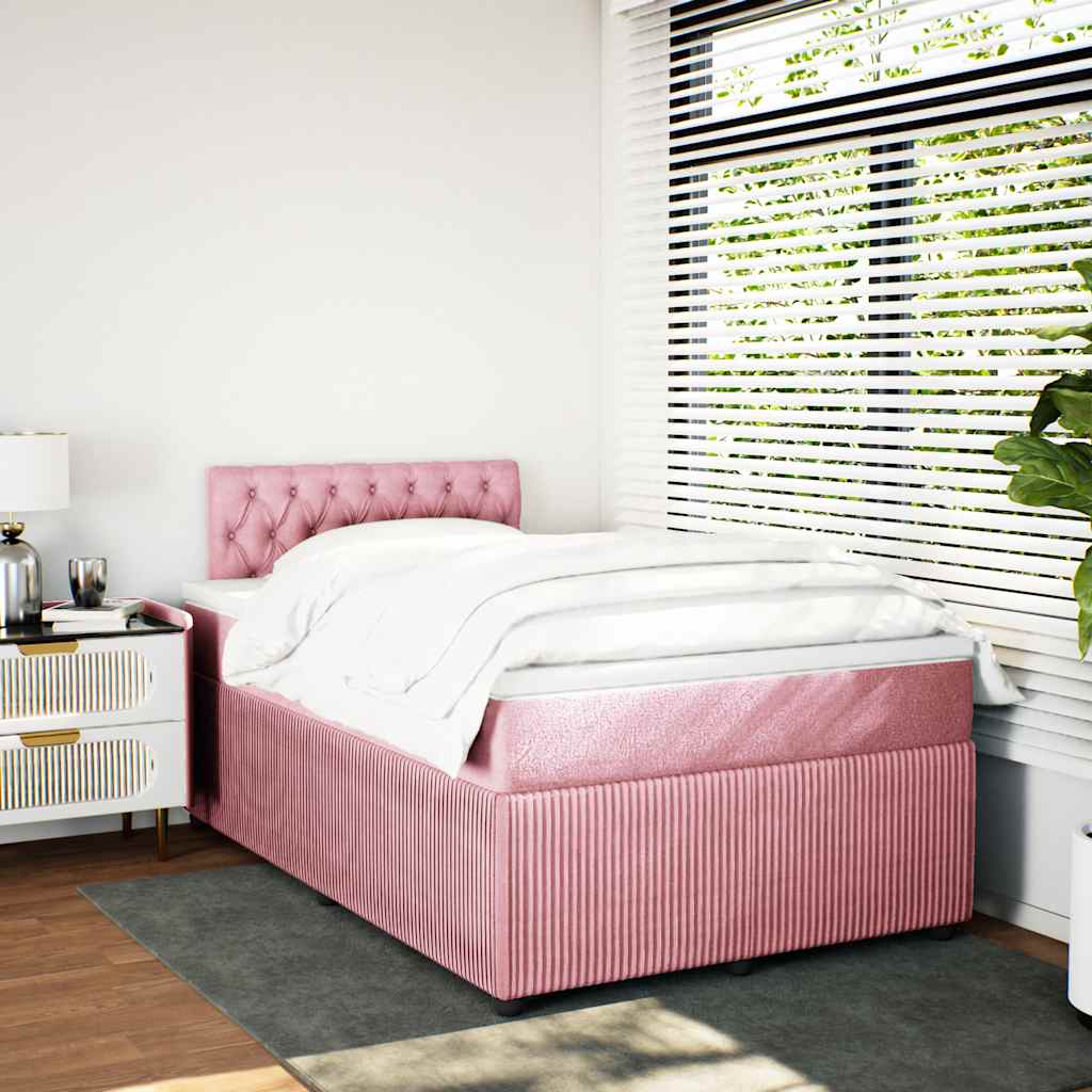 Sommier à lattes de lit avec matelas rose 120x190 cm velours