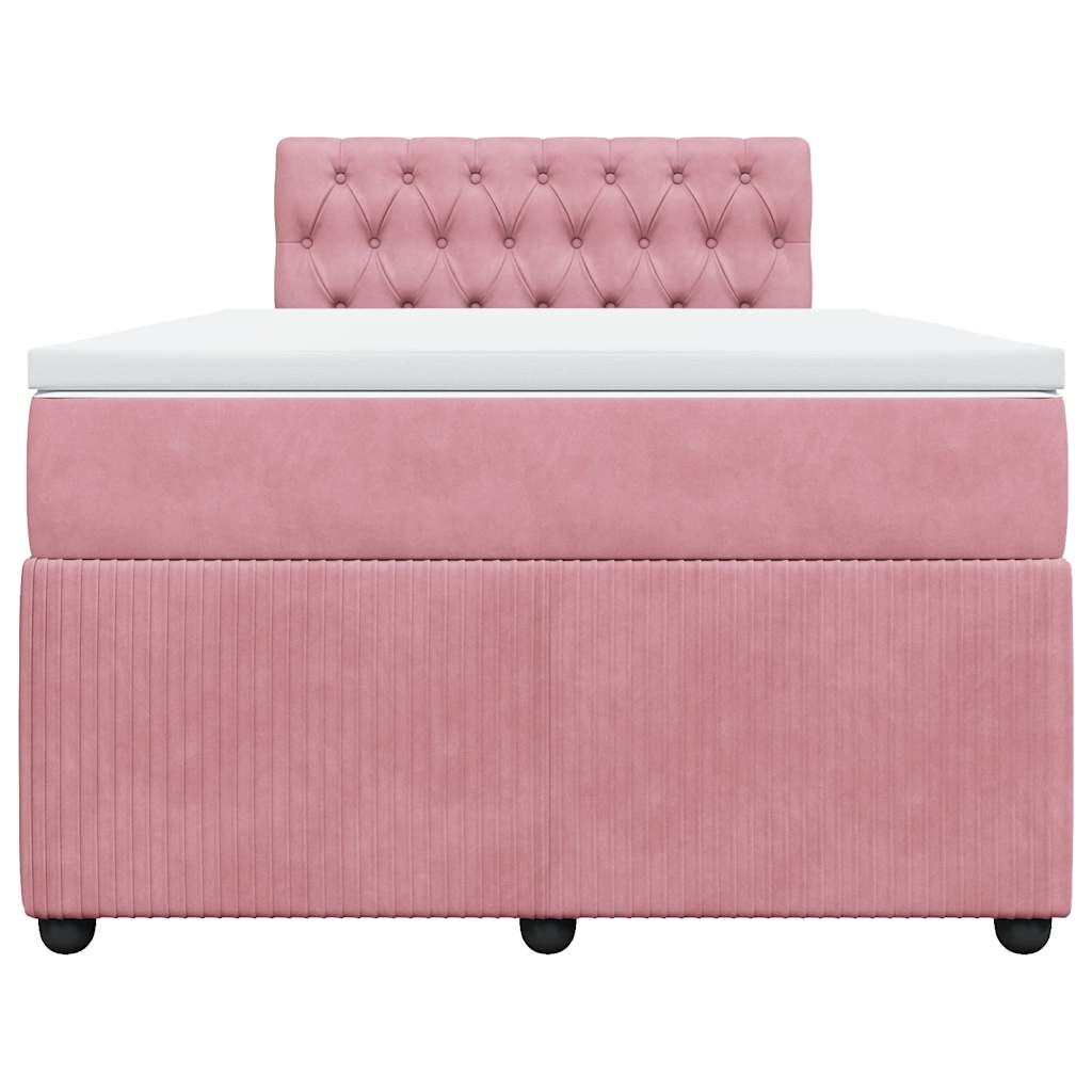 Sommier à lattes de lit avec matelas rose 120x190 cm velours