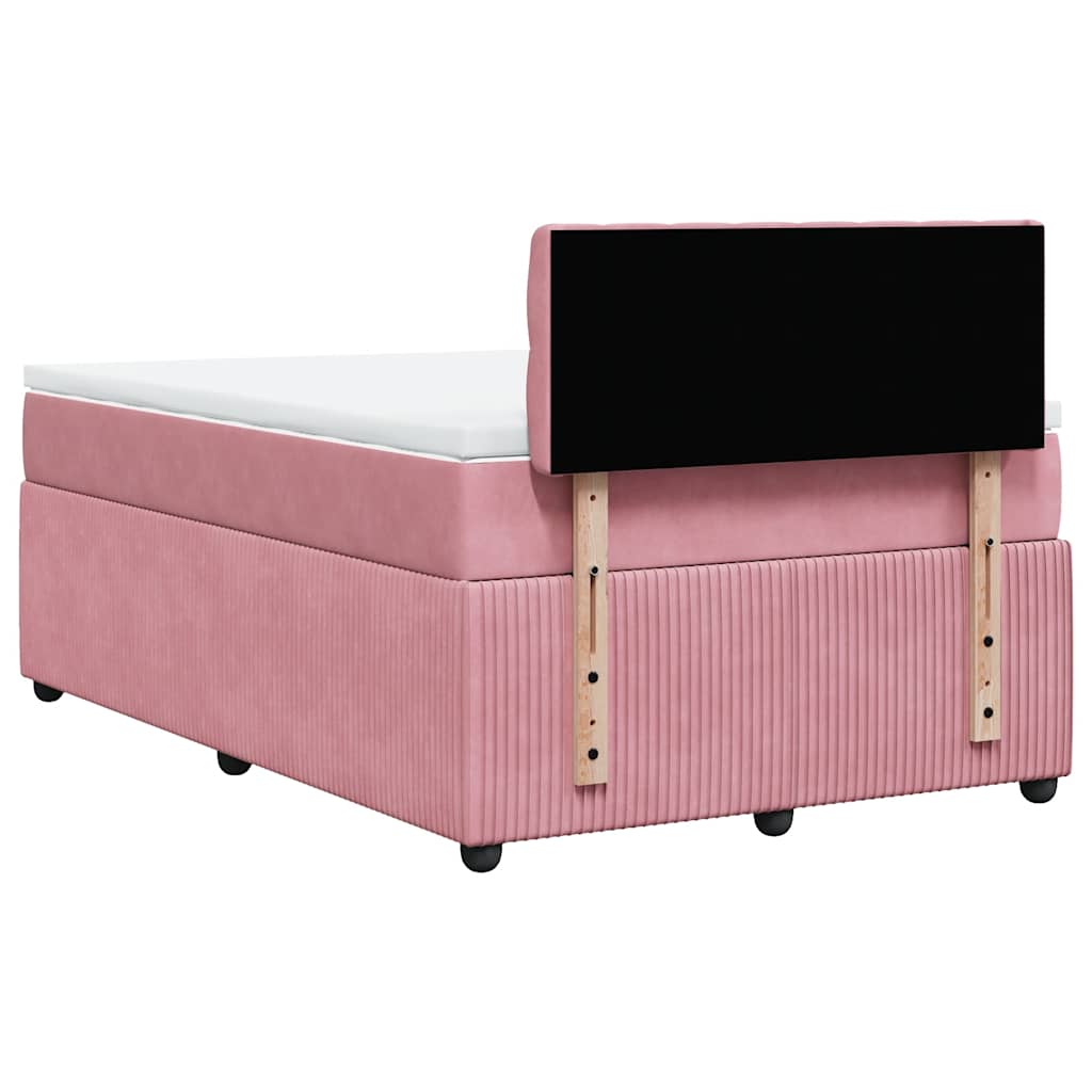 Sommier à lattes de lit avec matelas rose 120x190 cm velours