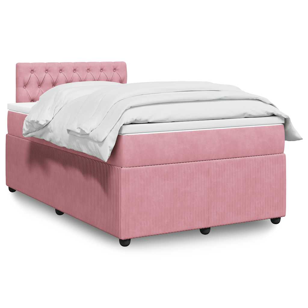 Sommier à lattes de lit avec matelas rose 120x190 cm velours