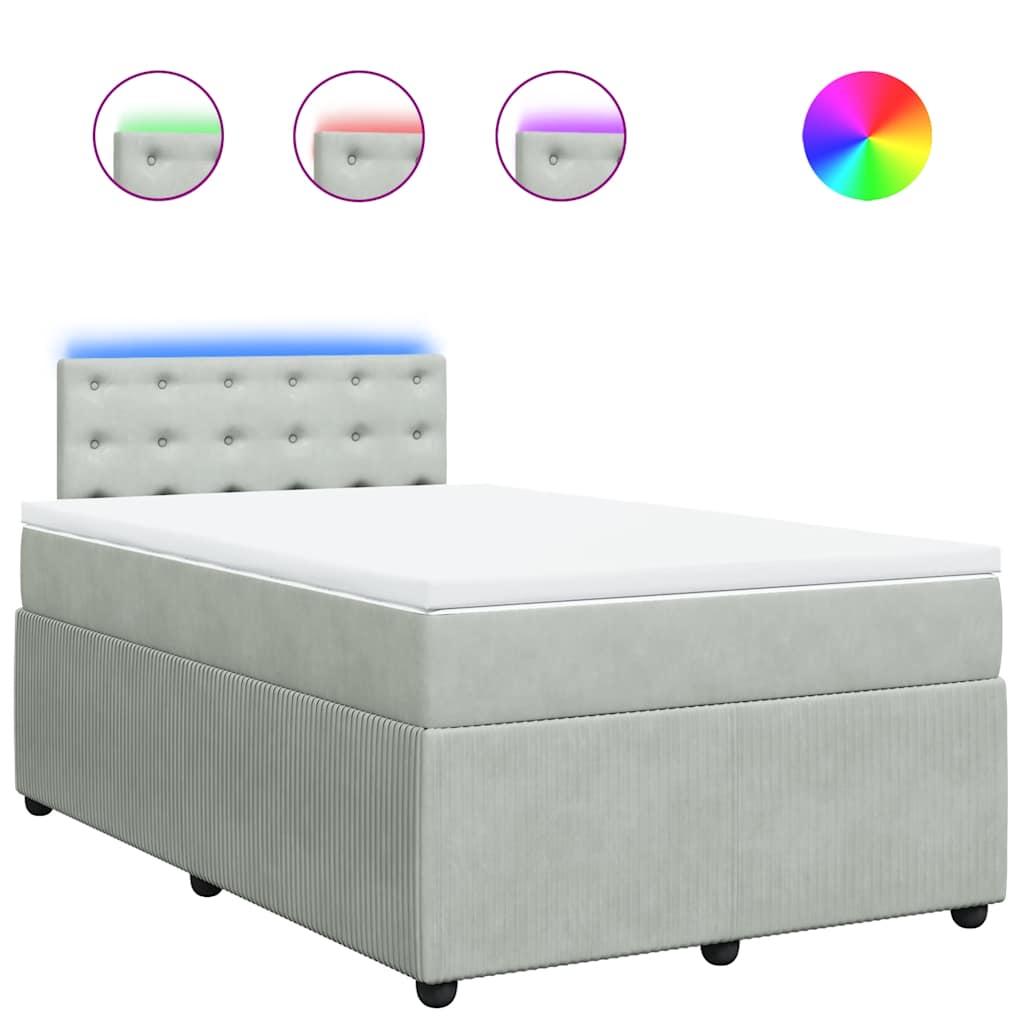 Sommier à lattes de lit et matelas gris clair 120x190cm velours - XIOS