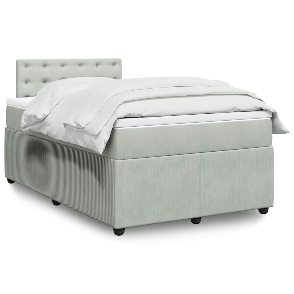 Sommier à lattes de lit et matelas gris clair 120x190cm velours - XIOS