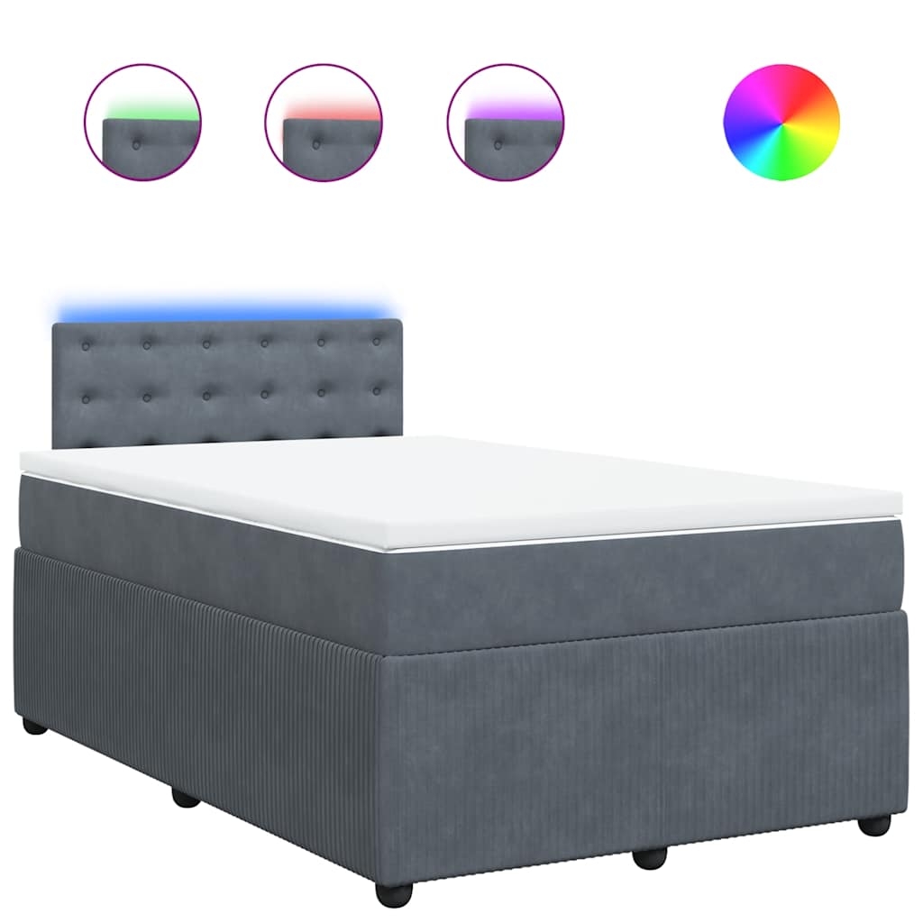 Sommier à lattes de lit et matelas gris foncé 120x190cm velours - XIOS