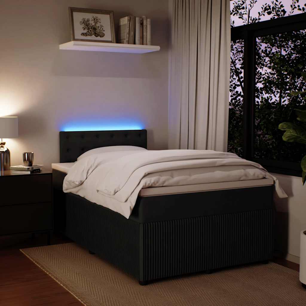 Sommier à lattes de lit avec matelas noir 120x190 cm velours - XIOS