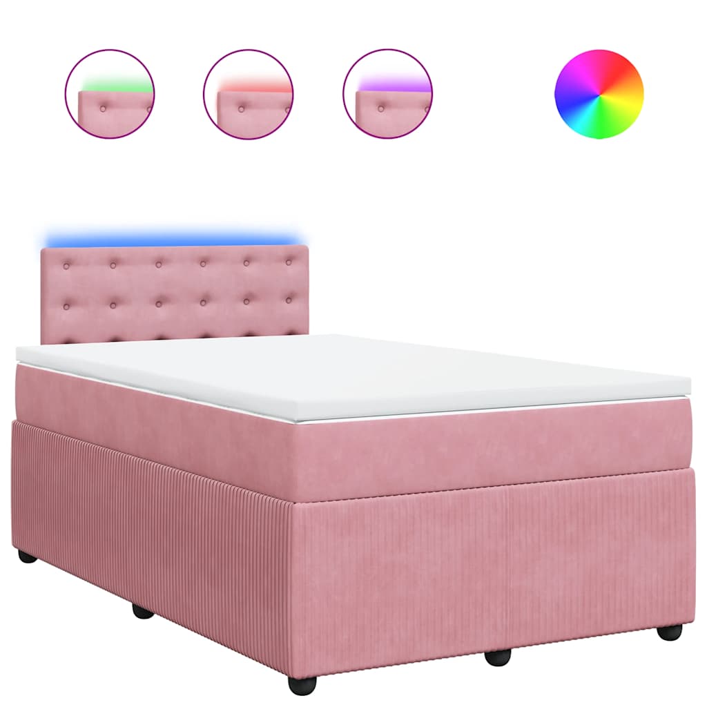 Sommier à lattes de lit avec matelas rose 120x190 cm velours - XIOS
