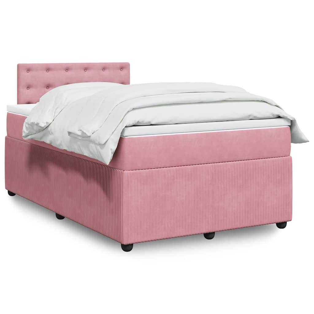 Sommier à lattes de lit avec matelas rose 120x190 cm velours - XIOS
