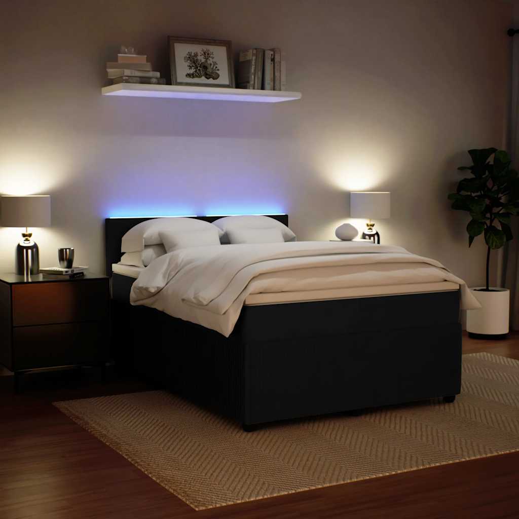 Sommier à lattes de lit avec matelas Noir 140x190 cm Velours - XIOS