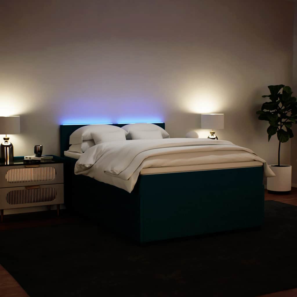 Sommier à lattes de lit et matelas bleu 140x190 cm velours - XIOS