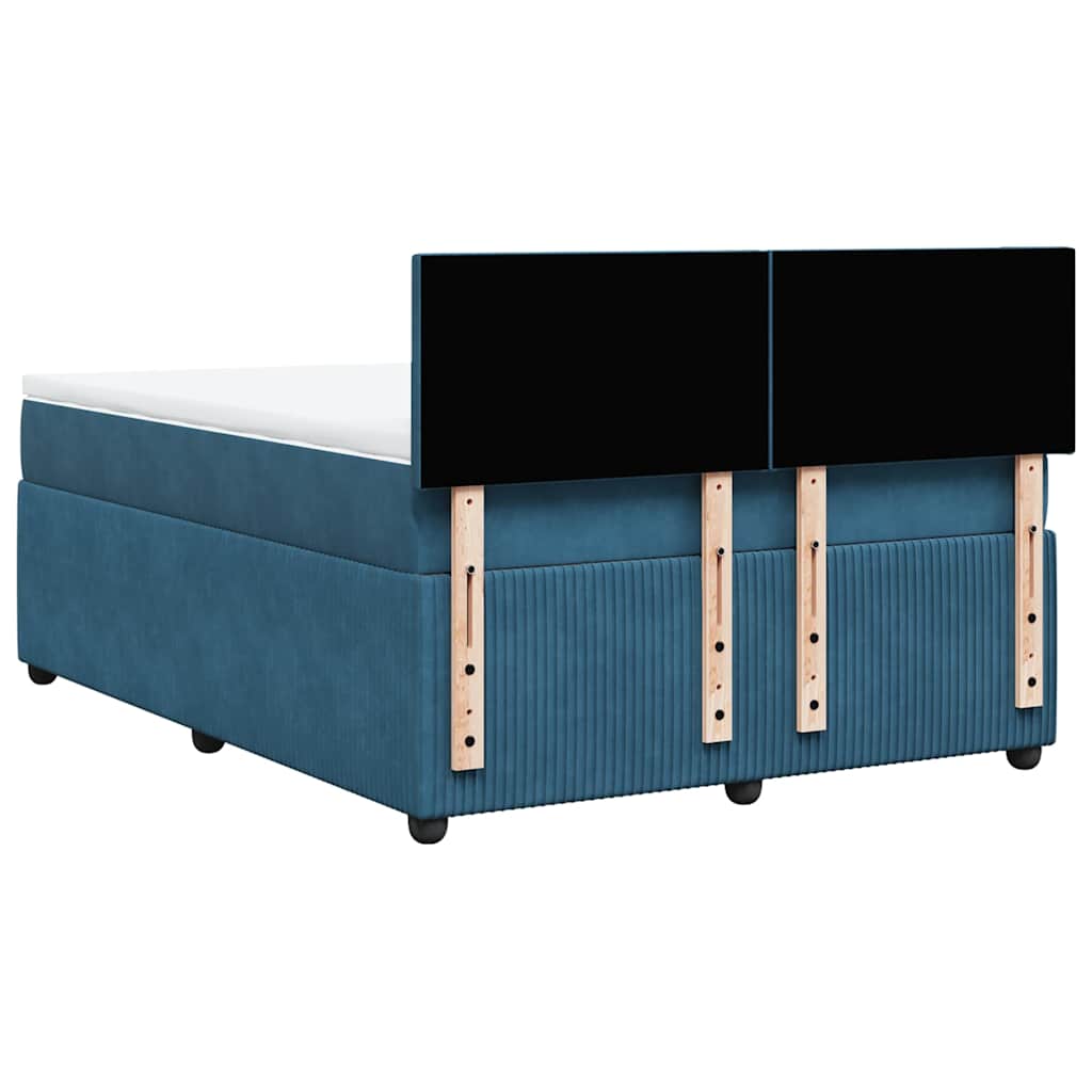 Sommier à lattes de lit et matelas bleu 140x190 cm velours - XIOS