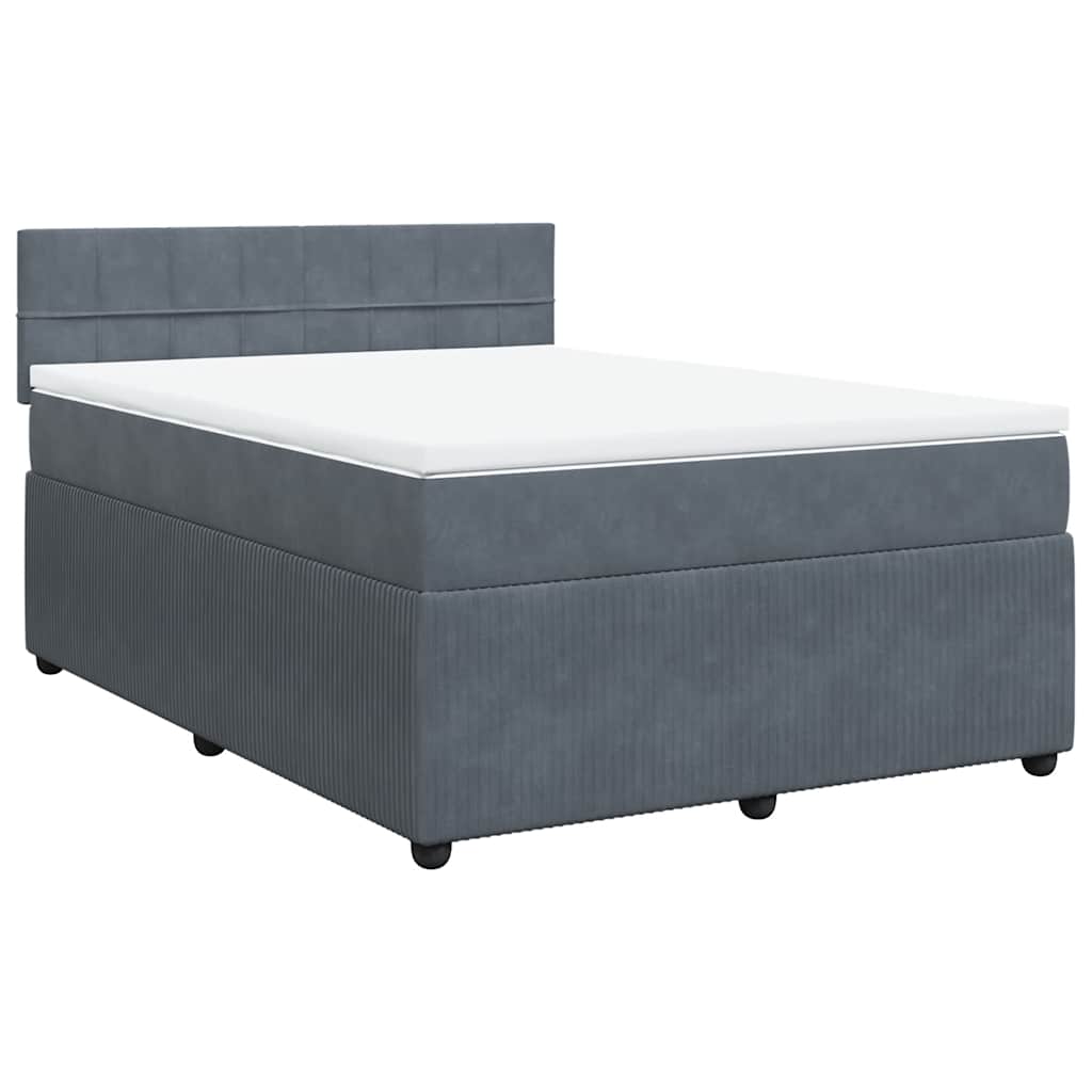 Sommier à lattes de lit et matelas Gris foncé 140x190cm Velours - XIOS