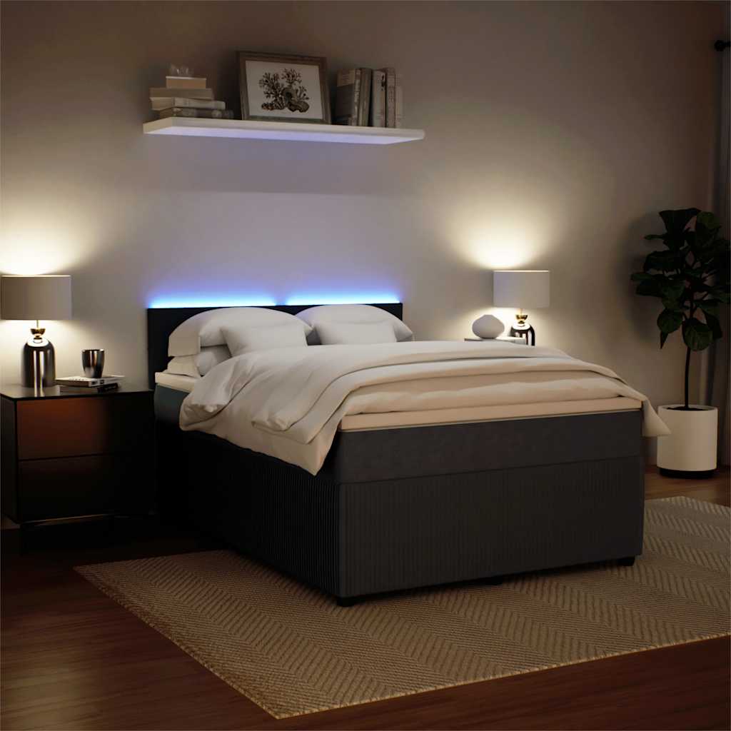 Sommier à lattes de lit et matelas Gris foncé 140x190cm Velours - XIOS
