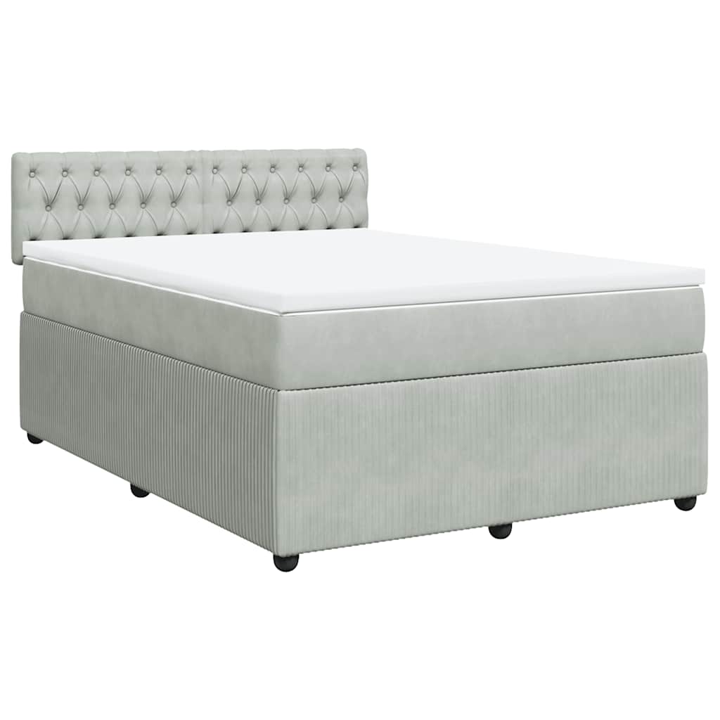 Sommier à lattes de lit et matelas Gris clair 140x190cm Velours - XIOS