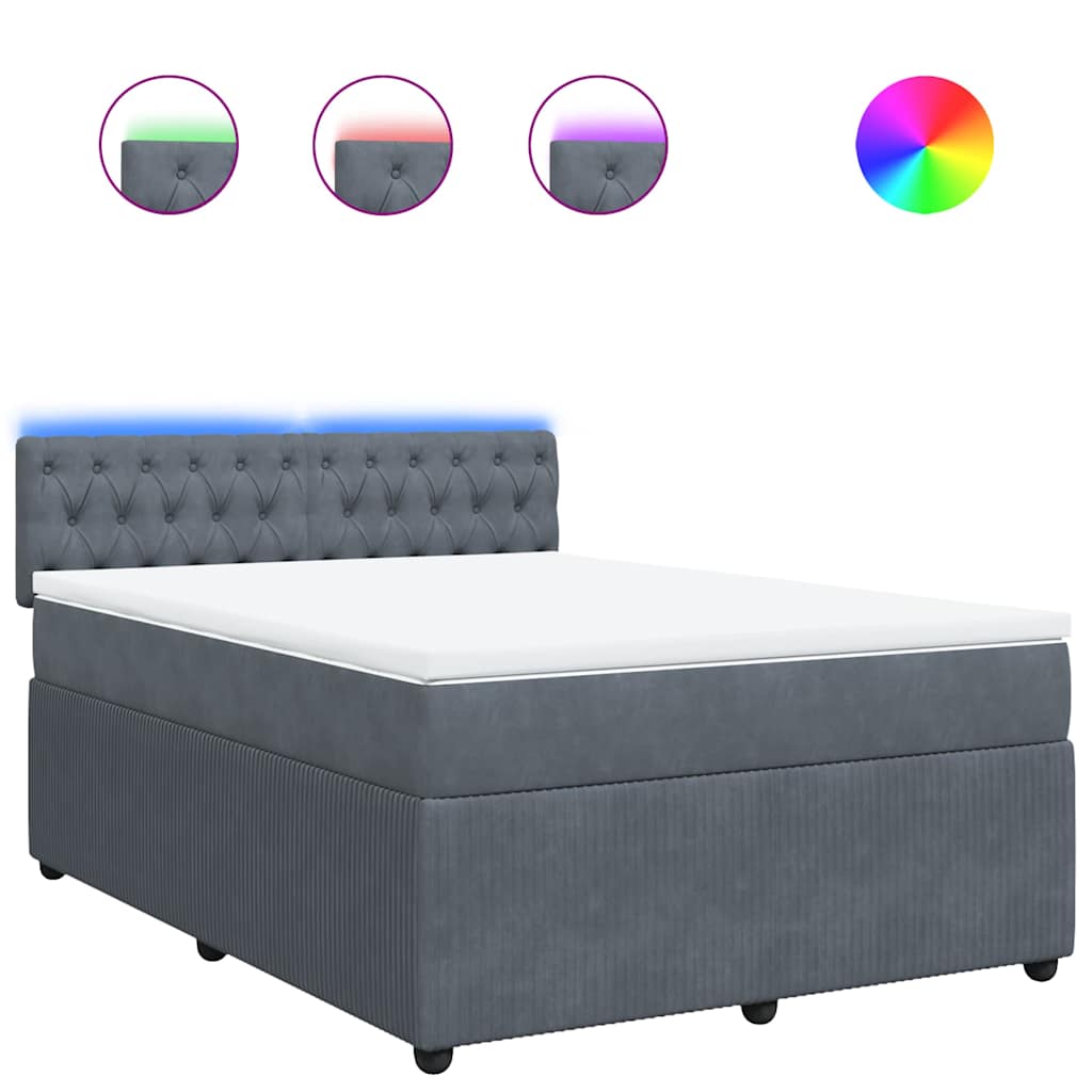 Sommier à lattes de lit et matelas Gris foncé 140x190cm Velours - XIOS