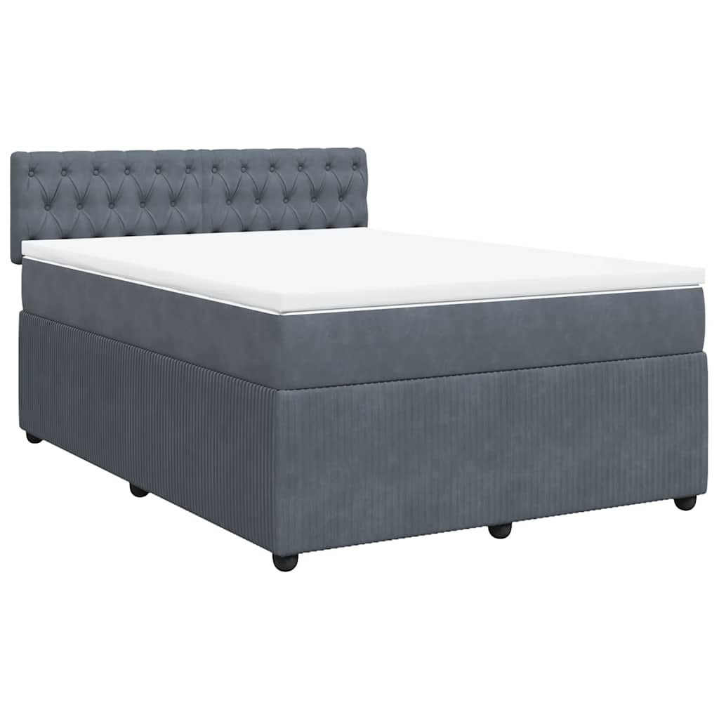 Sommier à lattes de lit et matelas Gris foncé 140x190cm Velours - XIOS
