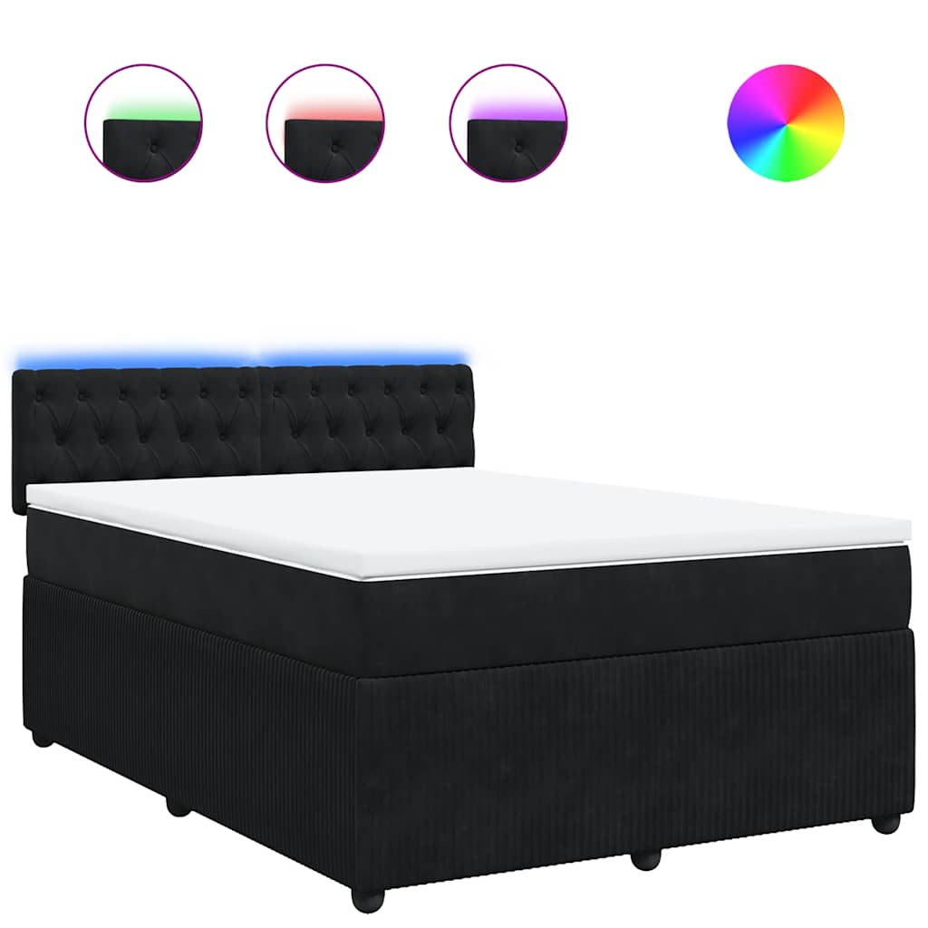 Sommier à lattes de lit avec matelas Noir 140x190 cm Velours - XIOS