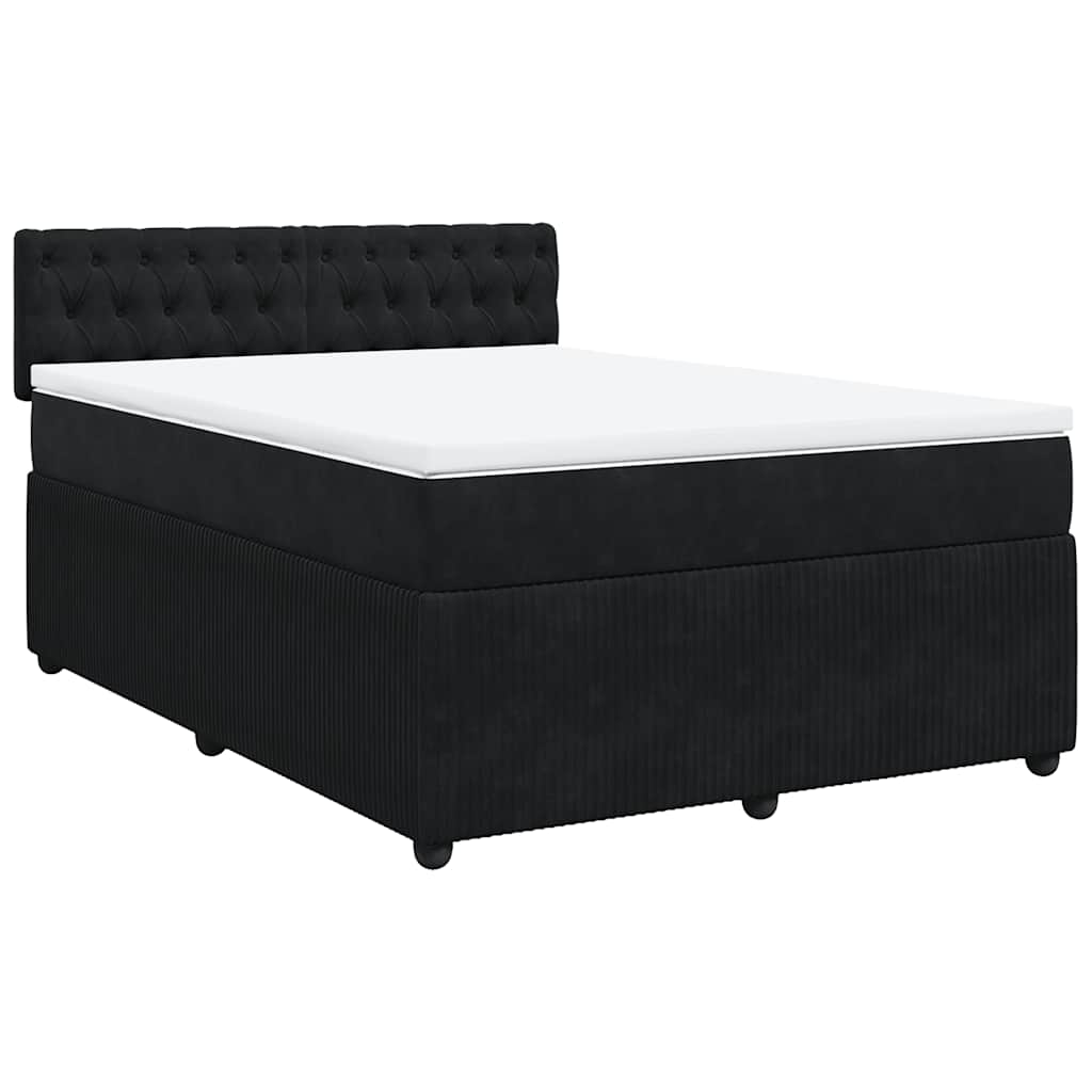 Sommier à lattes de lit avec matelas Noir 140x190 cm Velours - XIOS
