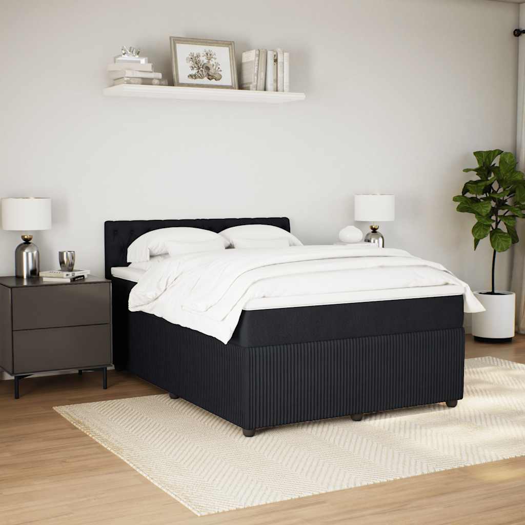 Sommier à lattes de lit avec matelas Noir 140x190 cm Velours - XIOS