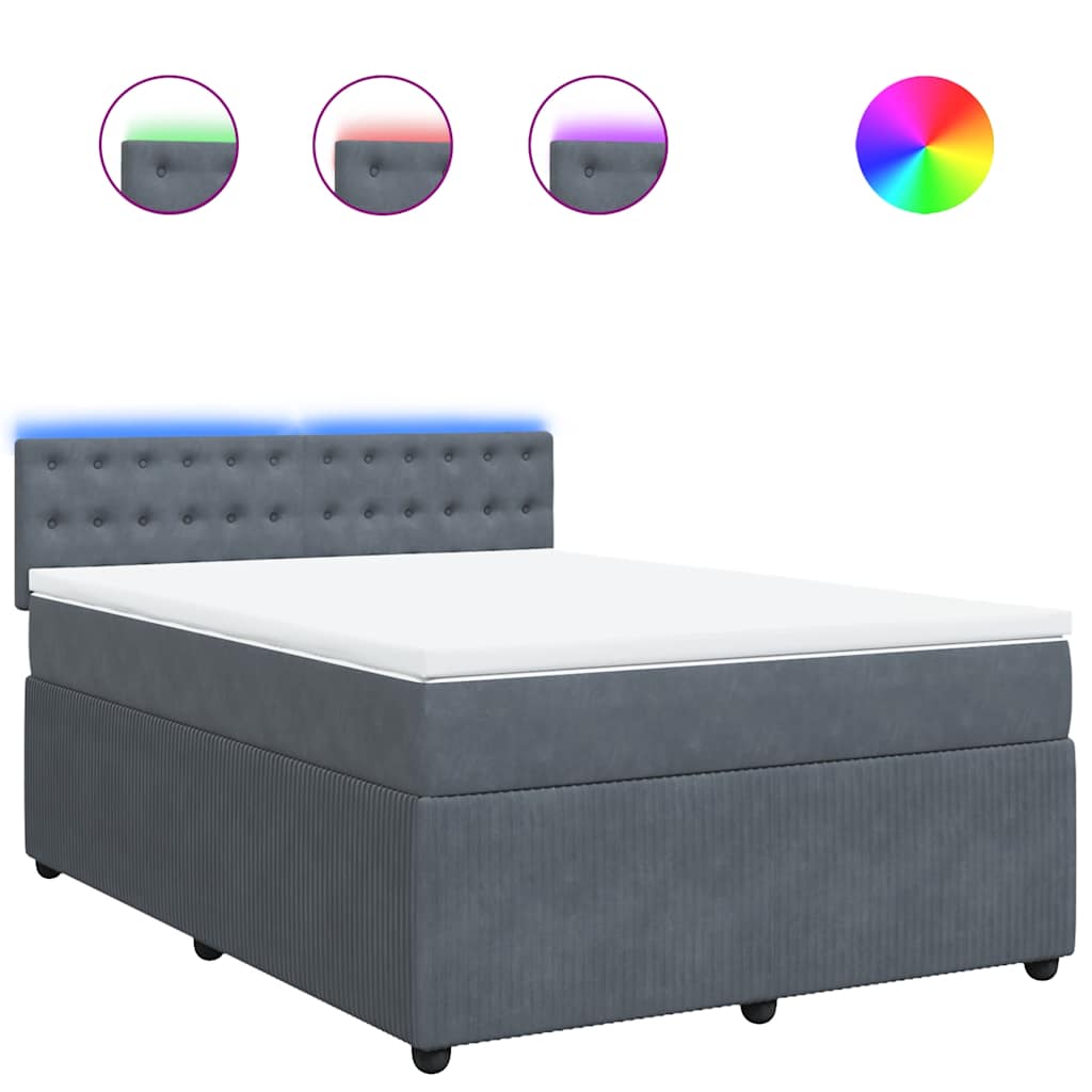 Sommier à lattes de lit et matelas Gris foncé 140x190cm Velours - XIOS