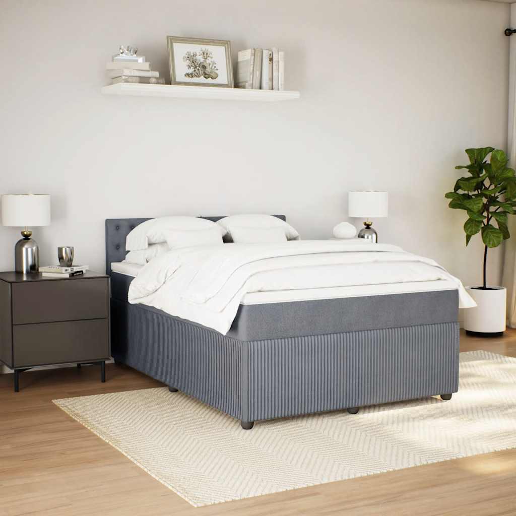Sommier à lattes de lit et matelas Gris foncé 140x190cm Velours - XIOS
