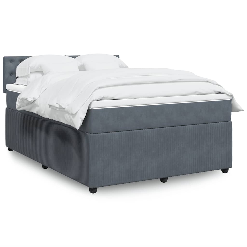 Sommier à lattes de lit et matelas Gris foncé 140x190cm Velours - XIOS