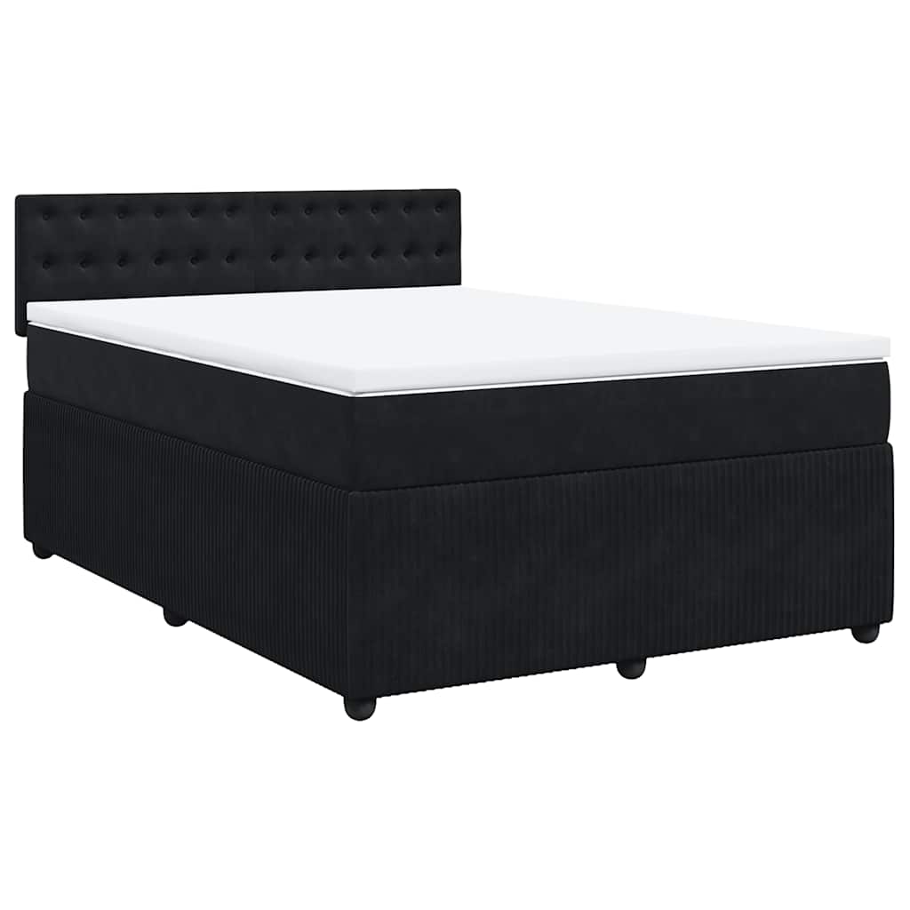 Sommier à lattes de lit avec matelas Noir 140x190 cm Velours - XIOS