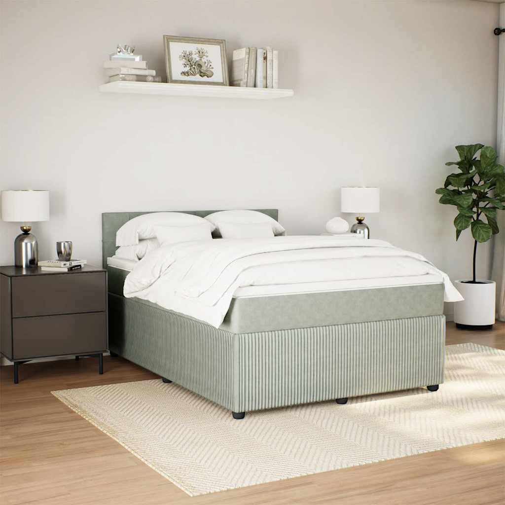 Sommier à lattes de lit et matelas Gris clair 140x200cm Velours - XIOS