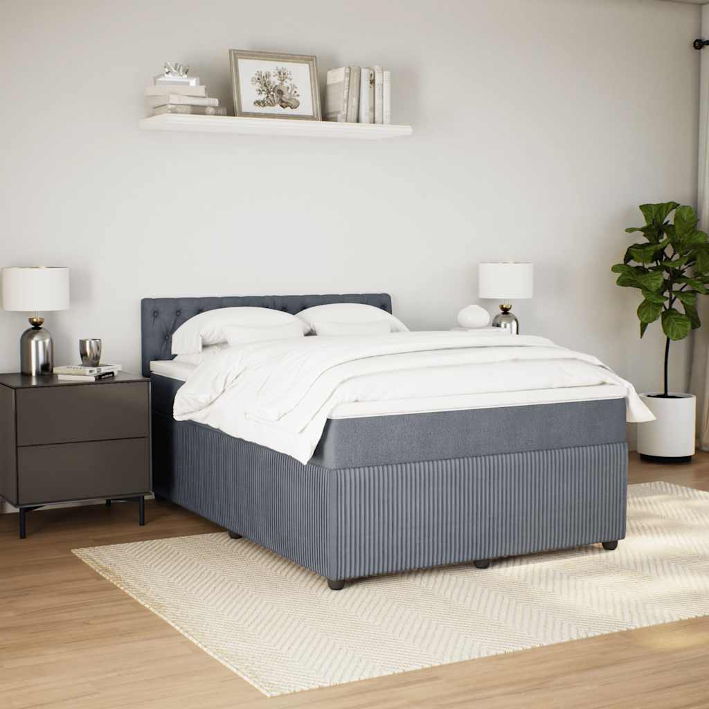 Sommier à lattes de lit et matelas Gris foncé 140x200cm Velours - XIOS
