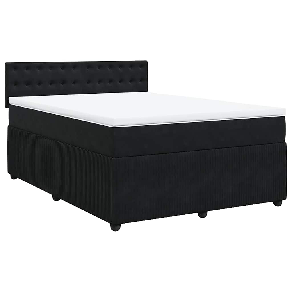 Sommier à lattes de lit avec matelas Noir 140x200 cm Velours - XIOS