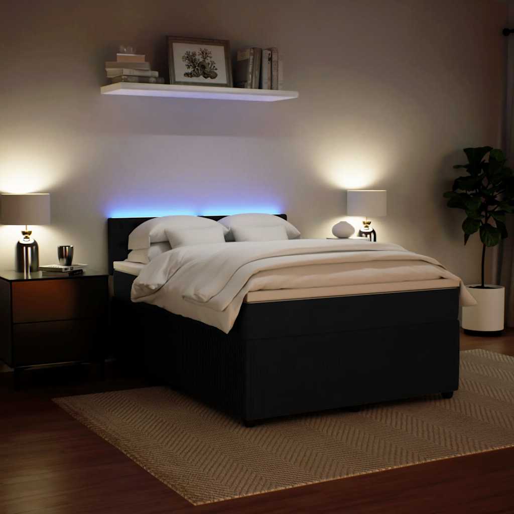 Sommier à lattes de lit avec matelas Noir 140x200 cm Velours - XIOS