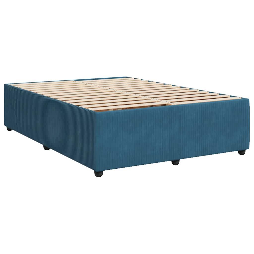 Sommier à lattes de lit et matelas bleu 140x200 cm velours - XIOS