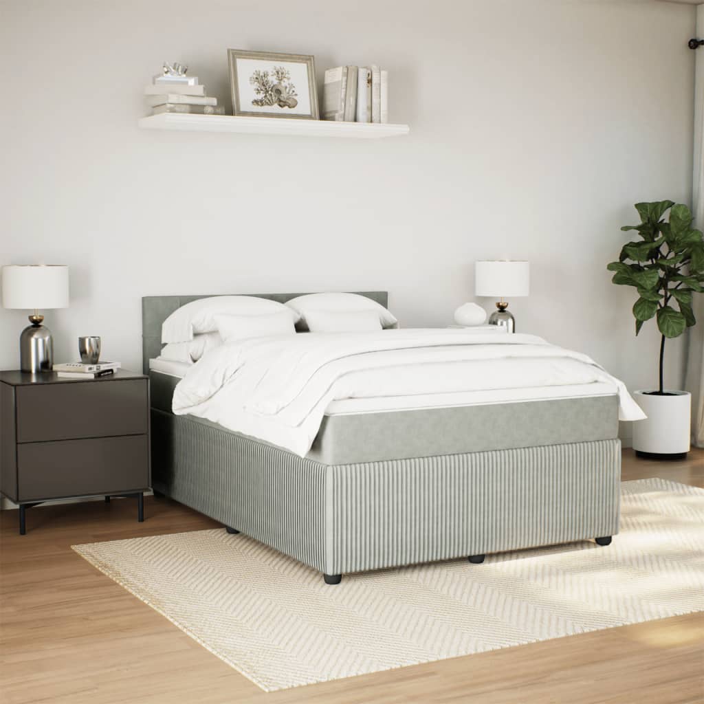 Sommier à lattes de lit et matelas Gris clair 160x200cm Velours - XIOS