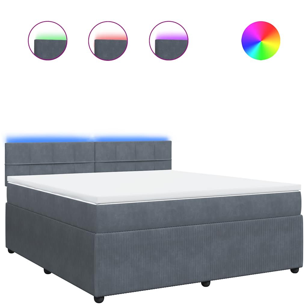 Sommier à lattes de lit et matelas Gris foncé 180x200cm Velours - XIOS