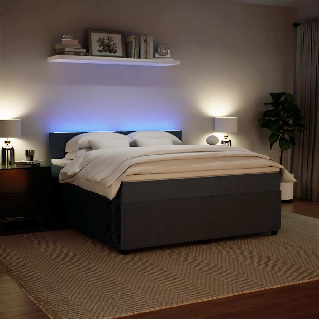 Sommier à lattes de lit et matelas Gris foncé 180x200cm Velours - XIOS