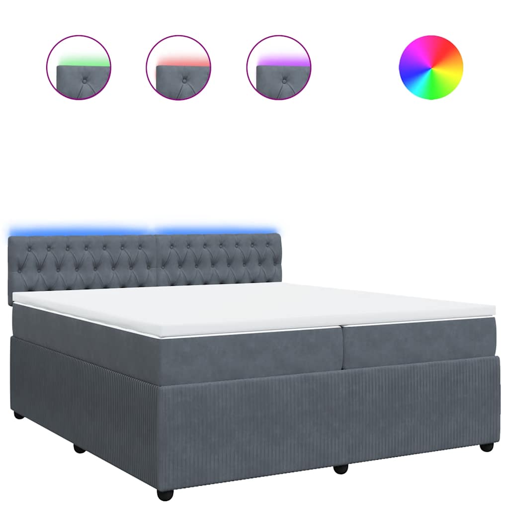 Sommier à lattes de lit et matelas Gris foncé 200x200cm Velours - XIOS