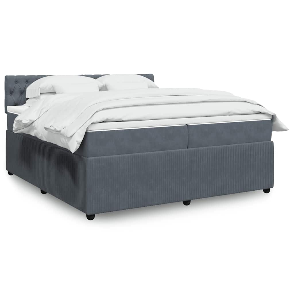 Sommier à lattes de lit et matelas Gris foncé 200x200cm Velours - XIOS