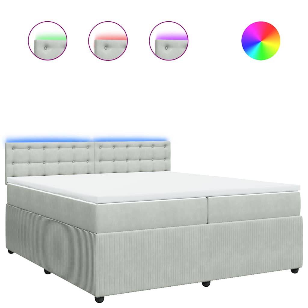 Sommier à lattes de lit et matelas Gris clair 200x200cm Velours - XIOS