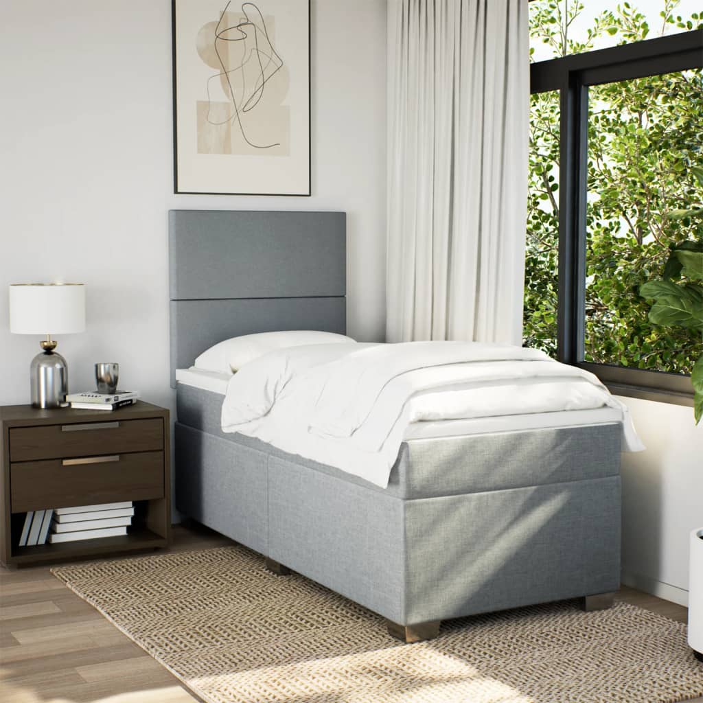 Sommier à lattes de lit avec matelas gris clair 80x200 cm tissu - XIOS