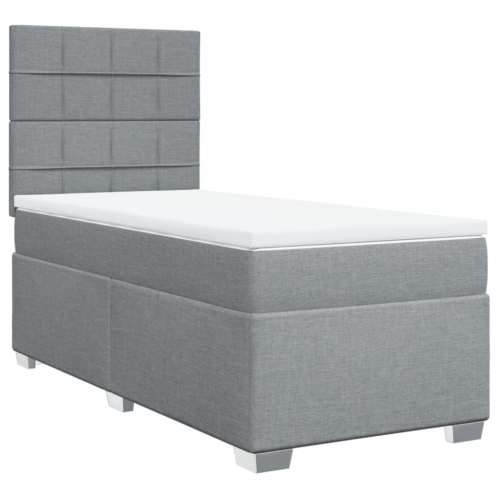 Sommier à lattes de lit avec matelas gris clair 80x200 cm tissu - XIOS